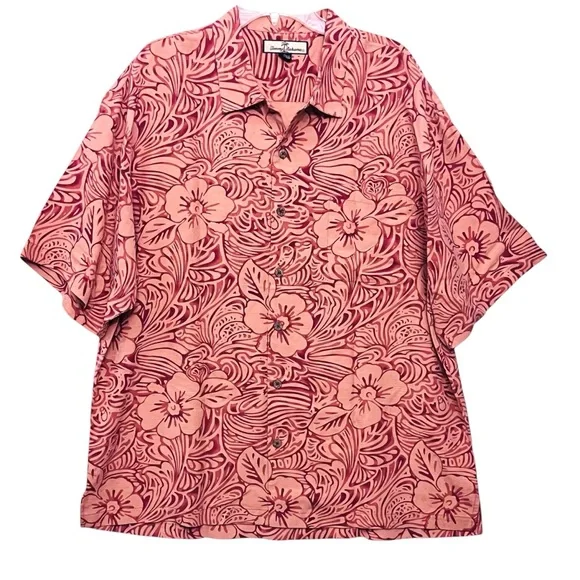 Lot of 2 Silk Hawaiian Tropical Tommy Bahama Button Down Casual Shirts Sz XL